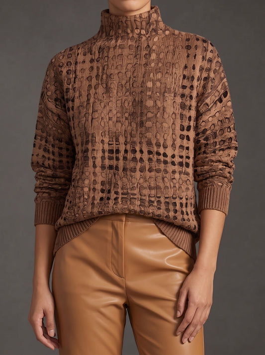 Marnie - Jersey de Cuello Alto Castaño
