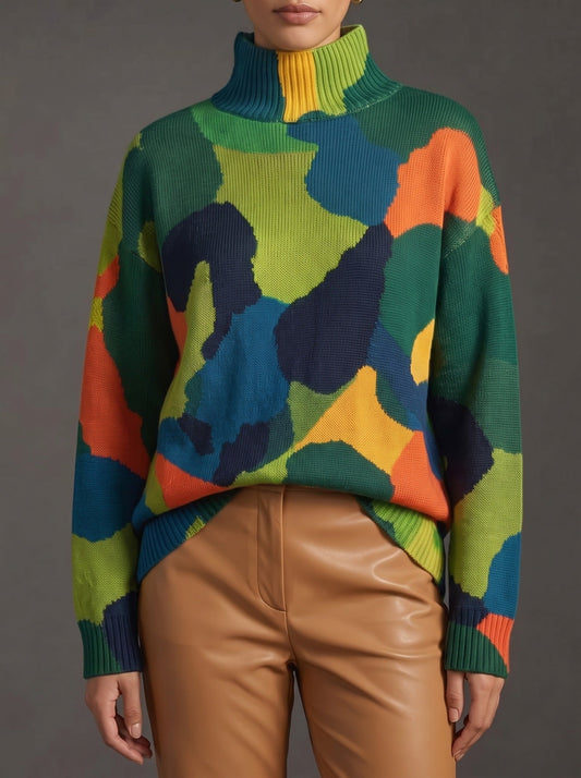 Rennick - Jersey de Cuello Alto Bloques de Color Abstractos