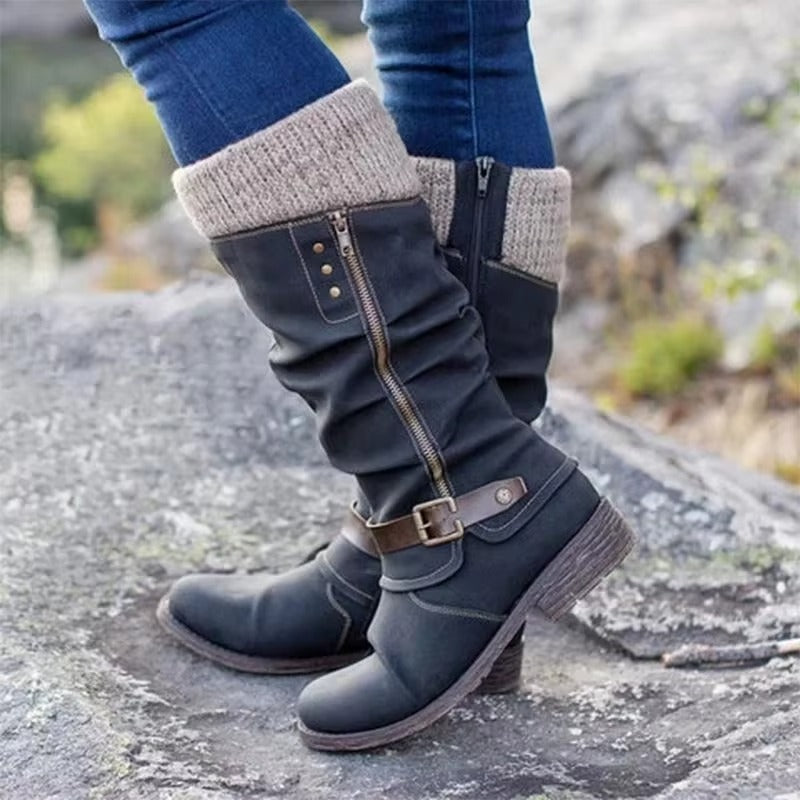 LUCÍA | Botas altas con suela antideslizante - Azul marino